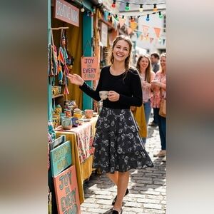 Lularoe Long Sleeve Ruffle Tiered Sailboat Black White Dress XL